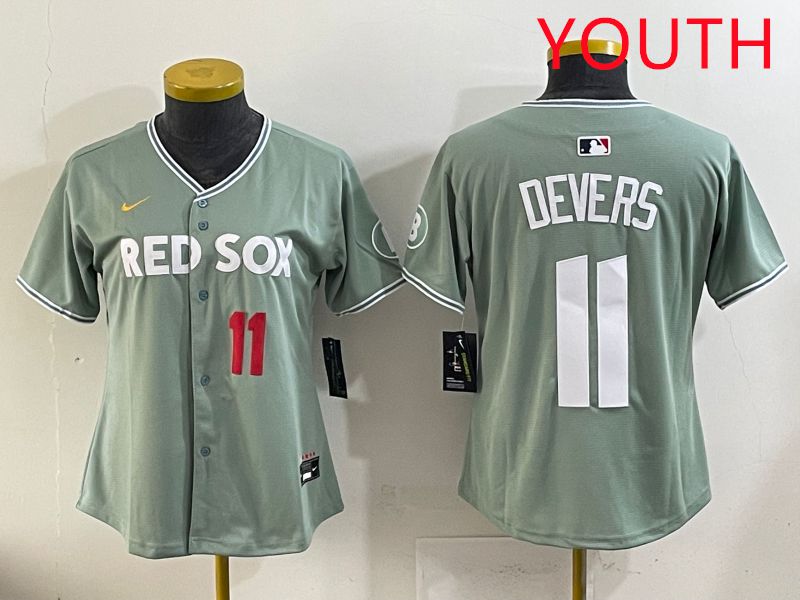Youth 2025 Boston Red Sox 11 Devers Light Green Joint Name Nike MLB Jersey style 8